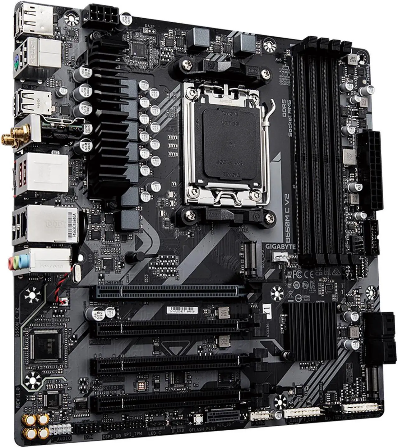 Alt view image 3 of 6 - GIGABYTE B650M C V2 AM5 LGA 1718 AMD B650 M-ATX Motherboard with 5-Year Warranty, DDR5, PCIe 4.0 M.2, PCIe 4.0, USB 3.2 Gen1 Type-C, 1GbE LAN