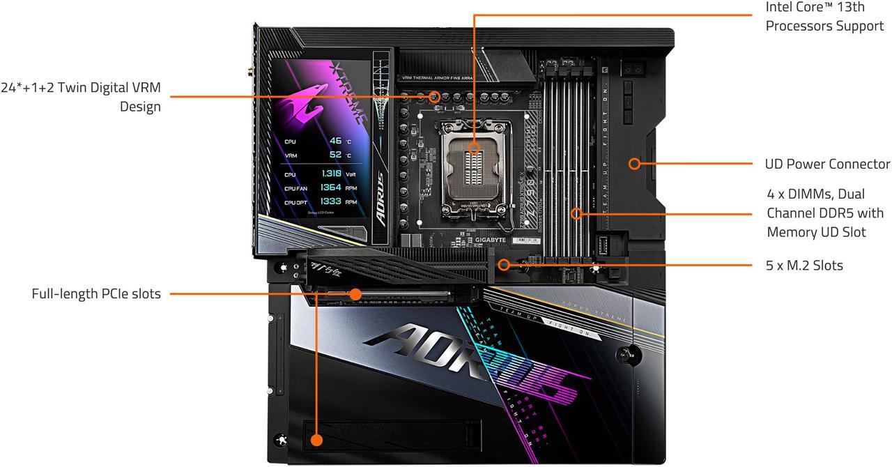 Alt view image 5 of 5 - GIGABYTE Z790 AORUS XTREME X LGA 1700(14th,13th,12th Gen) Intel Z790 X EATX Motherboard with DDR5, 5 M.2, PCIe 5.0, USB 3.2 Type-C, Wi-Fi 7, 10GbE LAN, Q-Flash Plus, EZ-Latch Plus