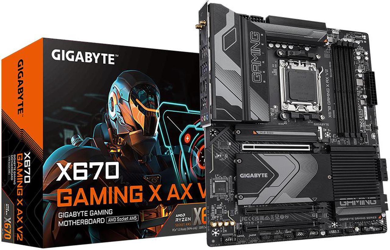 GIGABYTE X670 GAMING X AX V2 AM5 LGA 1718 AMD X670 ATX Motherboard with 5-Year Warranty, DDR5, PCIe 4.0 M.2, PCIe 5.0, USB 3.2 Gen1x2 Type-C, Wi-Fi 6E, 2.5GbE LAN, Q-Flash Plus, PCIe EZ-Latch