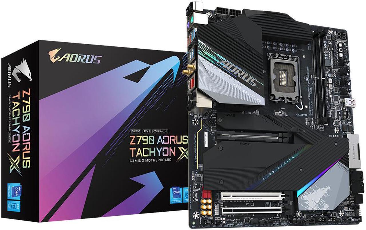 GIGABYTE Z790 AORUS TACHYON X LGA 1700 Intel Z790 EATX Motherboard with DDR5, 4*M.2, PCIe 5.0, USB 3.2 Gen2X2 Type-C, Intel WiFi 6E, Intel 2.5GbE LAN, Q-Flash Plus, EZ-Latch