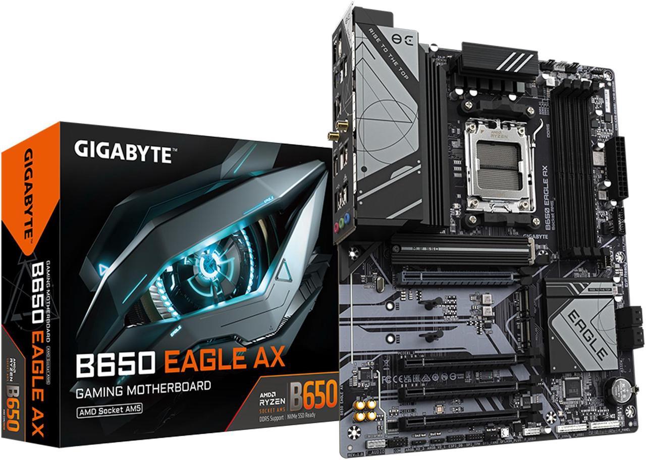 GIGABYTE B650 EAGLE AX AM5 LGA 1718 AMD B650 ATX , DDR5 Triple M.2, PCIe 5.0, USB 3.2 Gen2x2 Type-C, AMD Wi-Fi 6E, Realtek GbE LAN