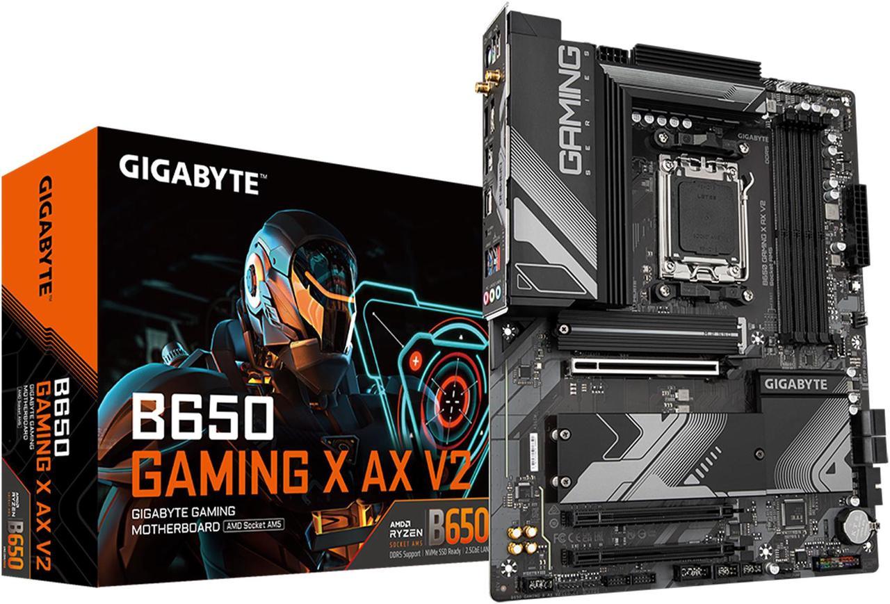 GIGABYTE B650 GAMING X AX V2 AM5 LGA 1718 AMD B650 ATX DDR5, Triple M.2, PCIe 5.0, USB 3.2 Gen2x2 Type-C, AMD Wi-Fi 6E, Realtek 2.5GbE LAN