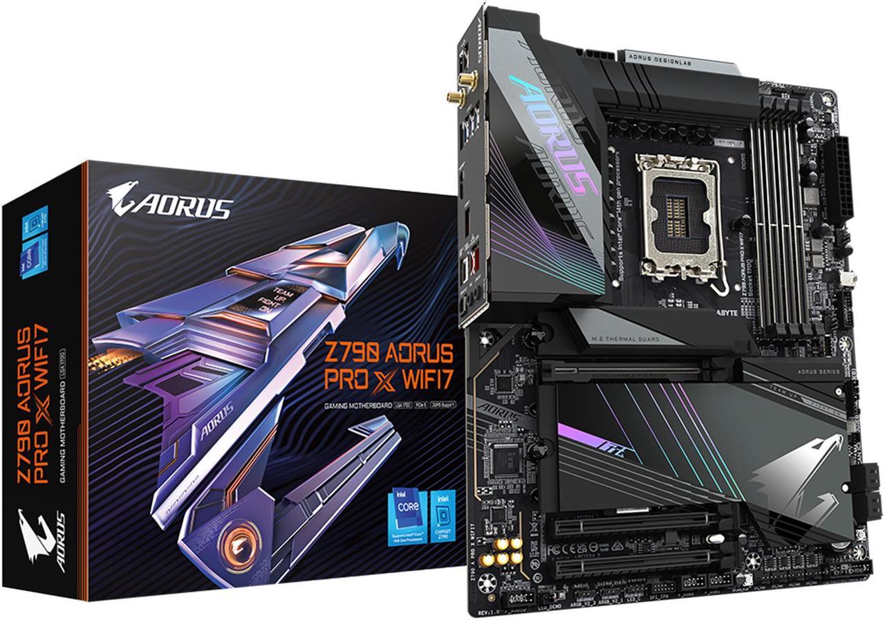 GIGABYTE Z790 AORUS PRO X WIFI7 LGA 1700 Intel Z790 X ATX Motherboard with DDR5, 5 x M.2, PCIe 5.0, USB 3.2 Type-C, Wi-Fi 7, 5GbE LAN, Q-Flash Plus, EZ-Latch Plus