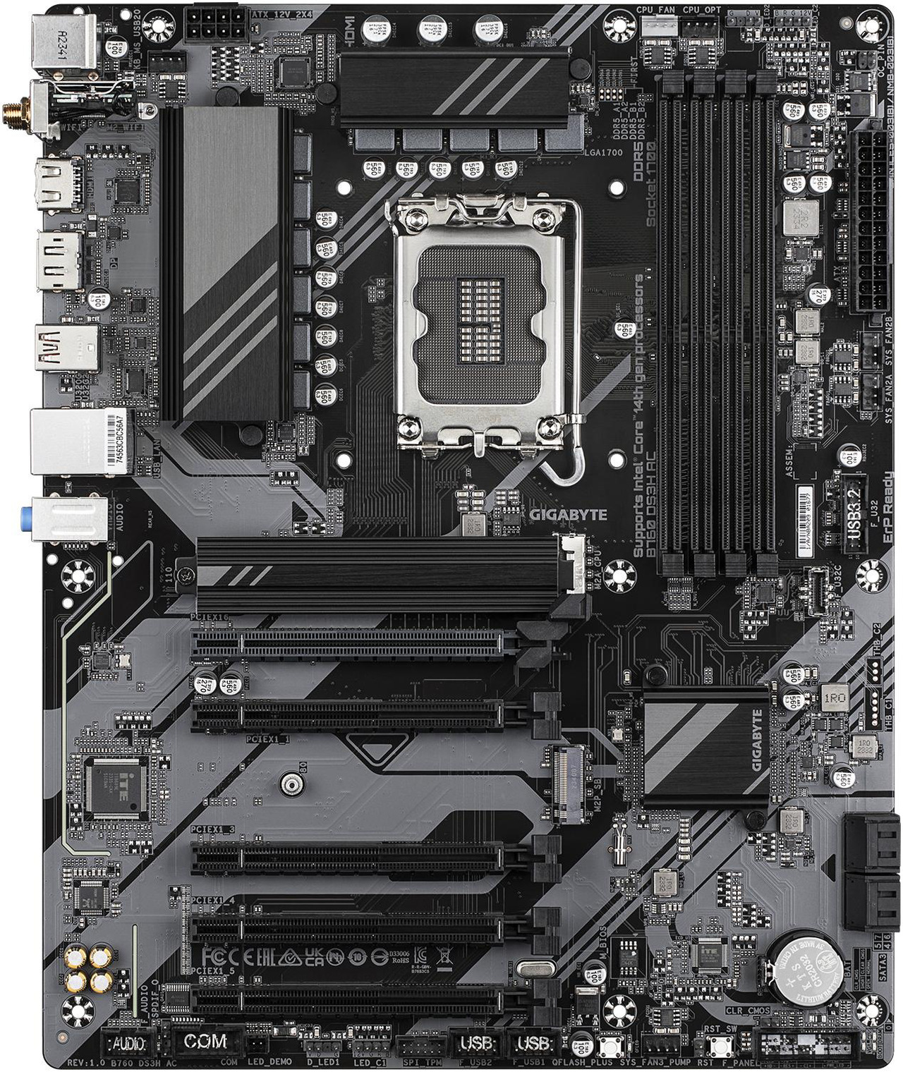 Open Box: GIGABYTE B760 DS3H AC LGA 1700 Intel B760 ATX Motherboard with DDR5, M.2, PCIe 4.0, USB 3.2 Gen 2 Type-A, WiFi BLUETOOTH 5.1 SATA 6Gb/s - Newegg.com - Open Box condition - Image 7