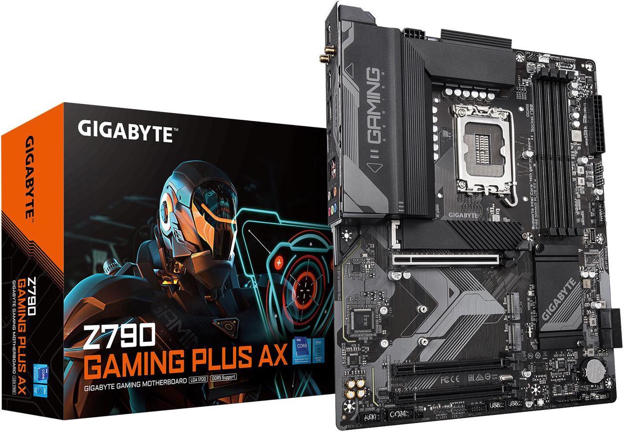 GIGABYTE Z790 GAMING PLUS AX LGA 1700 Intel Z790 ATX Motherboard with DDR5, Triple M.2, PCIe 4.0, USB 3.2 Gen2 Type-C, Realtek Wi-Fi 6, Realtek  LAN, Q-Flash Plus, EZ-Latch