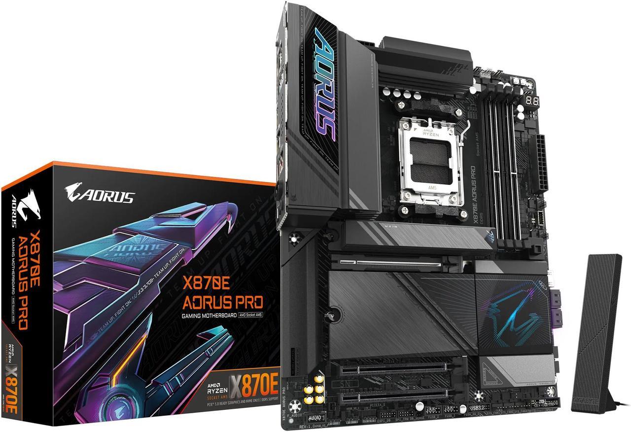 GIGABYTE X870E AORUS PRO AM5 LGA 1718, ATX, DDR5, 4x M.2, PCIe 5.0, USB4, Wi-Fi 7, 2.5GbE LAN, EZ-Latch