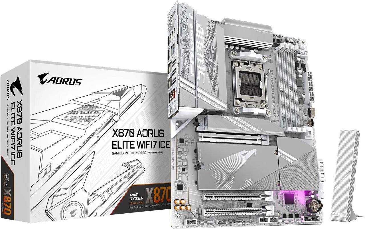 GIGABYTE X870 AORUS ELITE WIFI7 ICE AM5 LGA 1718, ATX, DDR5, 4x M.2, PCIe 5.0, USB4, Wi-Fi 7, 2.5GbE LAN, EZ-Latch