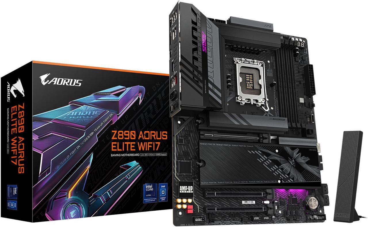 GIGABYTE Z890 AORUS ELITE WIFI7 Ultra Core (Series 2) LGA 1851, ATX, DDR5, 4x M.2, PCIe 5.0, Thunderbolt 4, WIFI7, 2.5GbE LAN, EZ-Latch