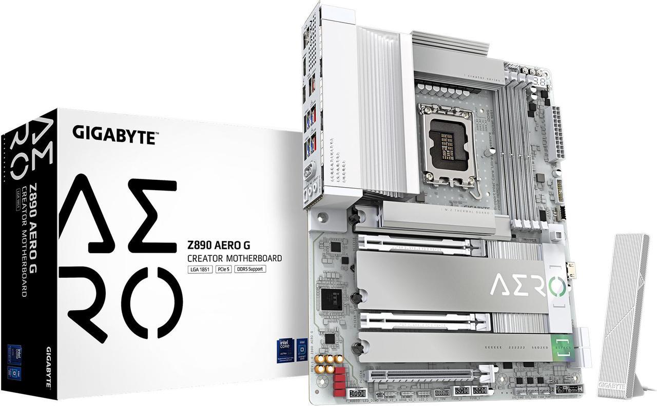 GIGABYTE Z890 AERO G Ultra Core (Series 2) LGA 1851, ATX, DDR5, 5xM.2, PCIe 5.0, Thunderbolt 4, WIFI7, Dual 2.5Gbe LAN, EZ-Latch