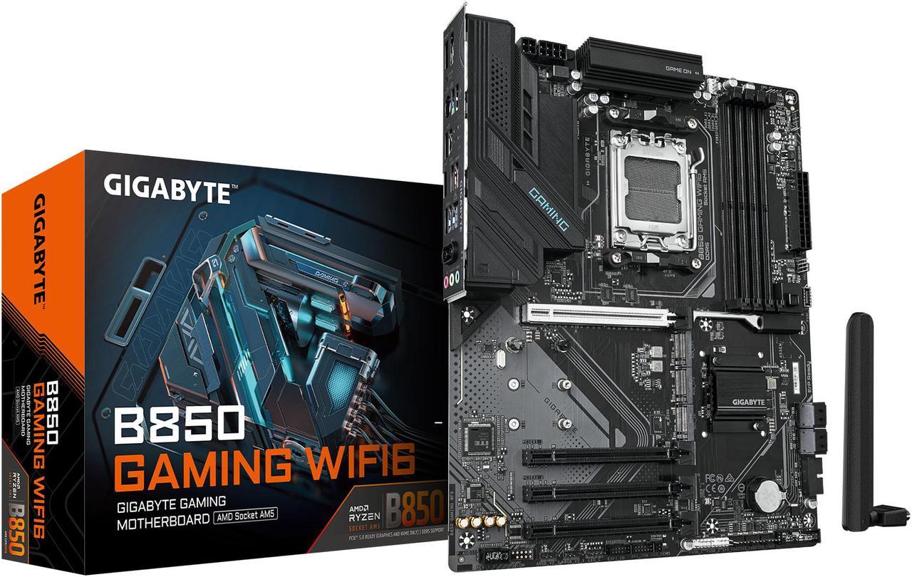 GIGABYTE B850 GAMING WIFI6 AMD AM5 LGA 1718 Motherboard, ATX, DDR5, 3x M.2, PCIe 5.0, USB-C, WIFI6E, 1GbE LAN, EZ-Latch