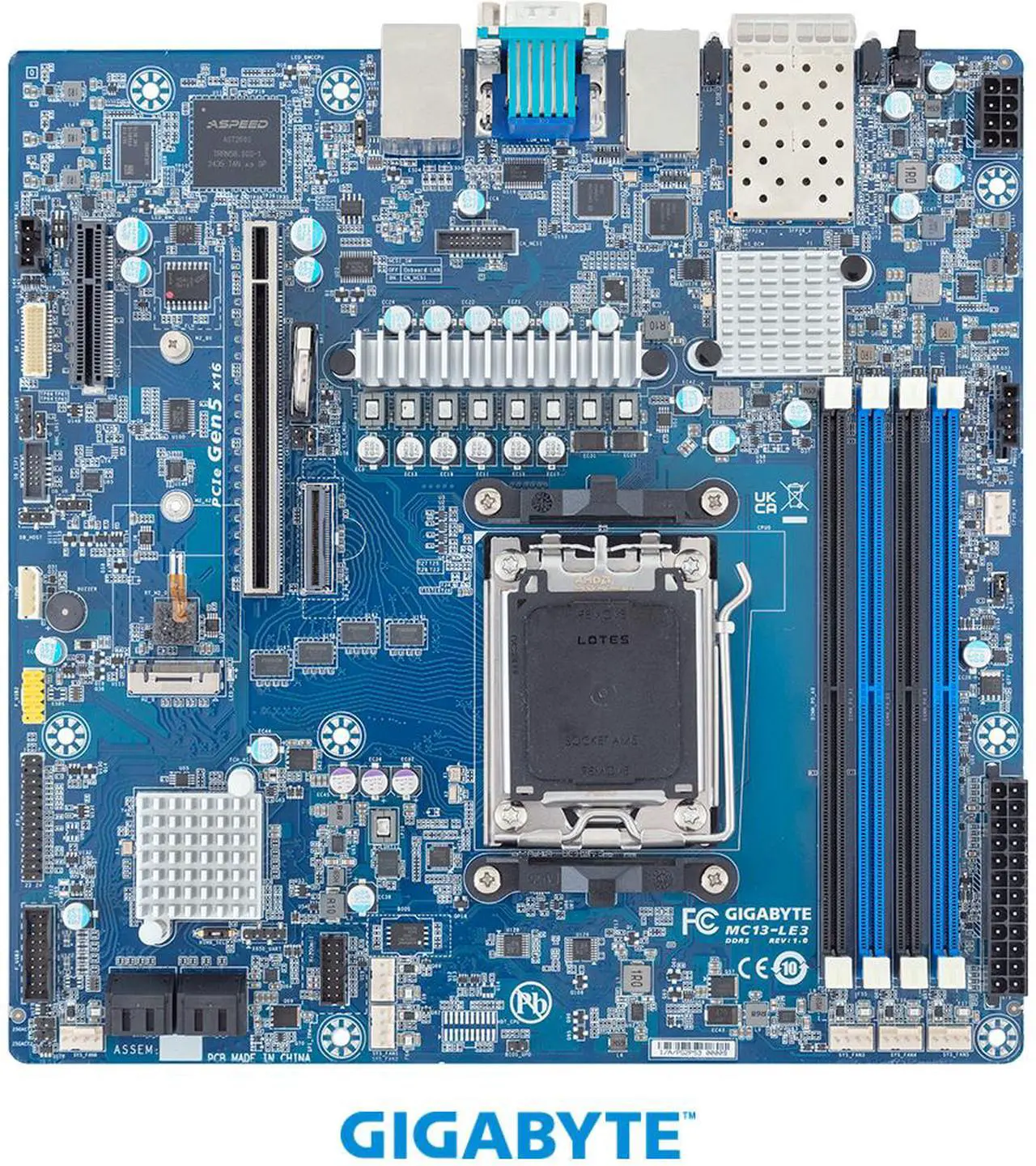 Alt view image 2 of 3 - GIGABYTE MC13-LE3 Motherboard - AMD EPYC™ 4005/4004 & Ryzen™ 9000/7000 - microATX UP 25Gb/s + 1Gb/s LAN