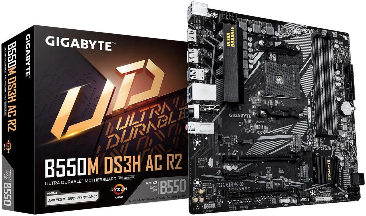 Main image of GIGABYTE B550M DS3H AC R2 AM4 AMD B550 Micro ATX Motherboard