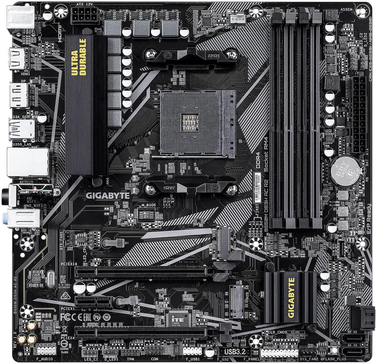 Alt view image 2 of 5 - GIGABYTE B550M DS3H AC R2 AM4 AMD B550 Micro ATX Motherboard
