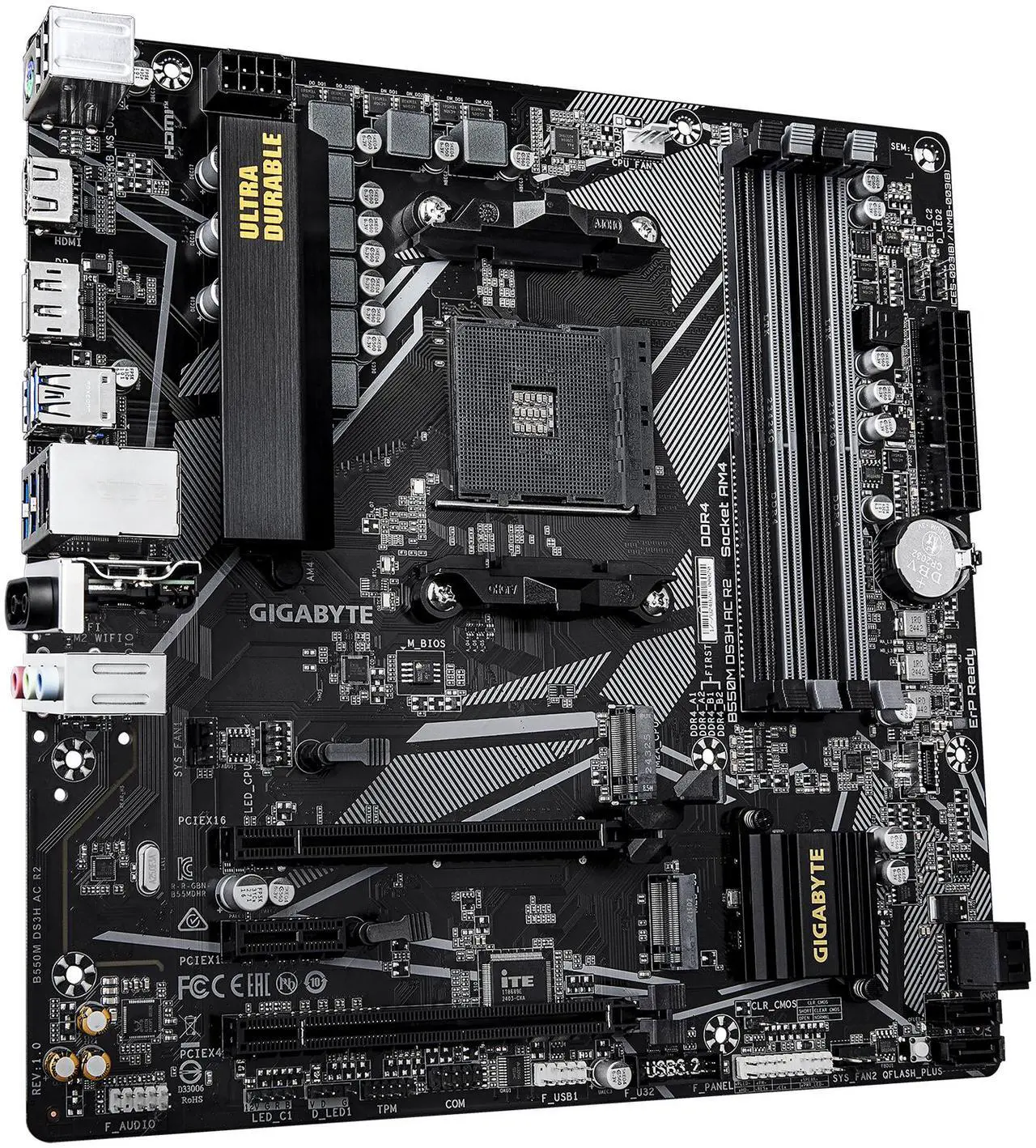 Alt view image 3 of 5 - GIGABYTE B550M DS3H AC R2 AM4 AMD B550 Micro ATX Motherboard