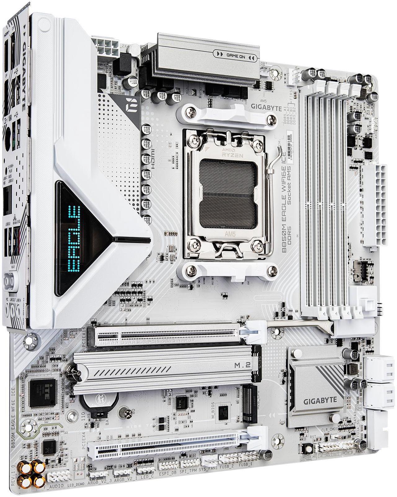 Alt view image 3 of 5 - GIGABYTE B850M EAGLE WF6E ICE AM5 AMD B850 Micro ATX Motherboard