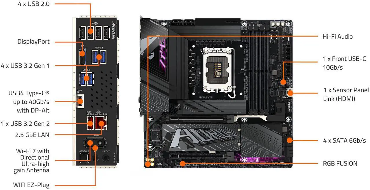 Motherboard GIGABYTE Z890M A ELITE WIFI7 Socket LGA1851 Micro ATX