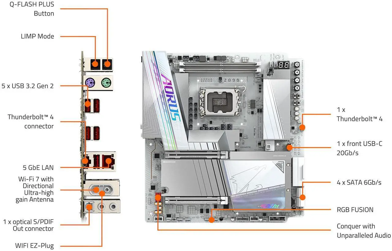 Motherboard GIGABYTE Z890 AORUS TACHYON ICE Socket LGA1851 E-ATX