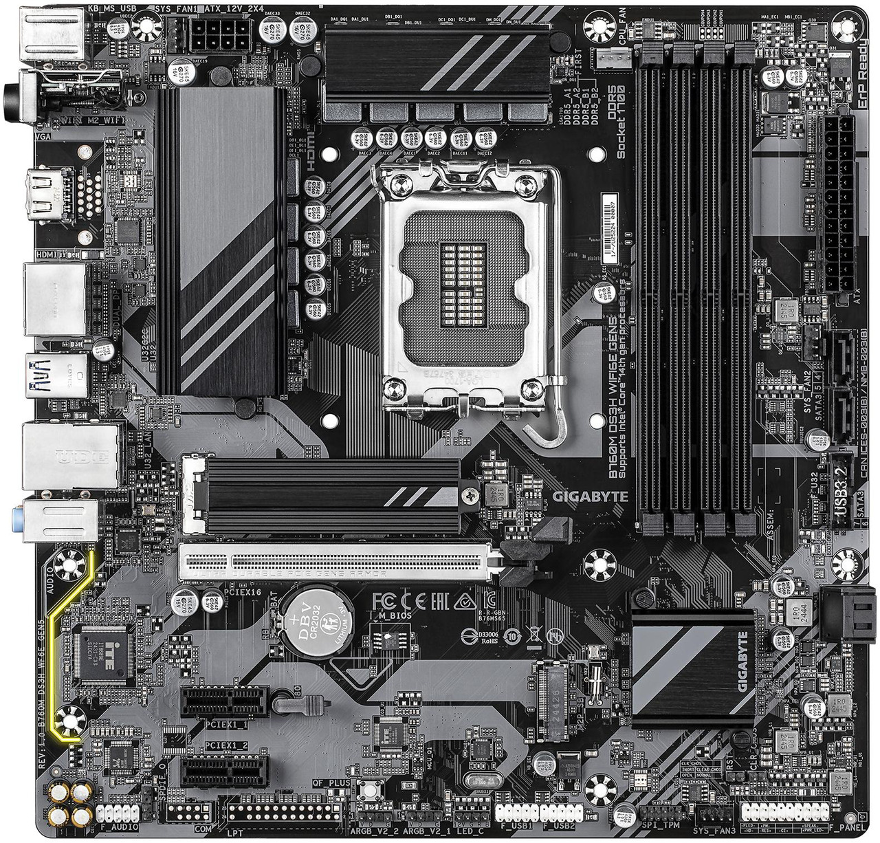 Open Box: GIGABYTE B760M DS3H WIFI6E GEN5 LGA 1700 Intel B760 M-ATX Motherboard with DDR5, M.2, PCIe 5.0, USB 3.2 Gen 2 Type-C, WIFI6E 2.5GbE LAN, WIFI EZ-Plug, PCIe EZ-Latch - Newegg.com - Open Box condition - Image 7