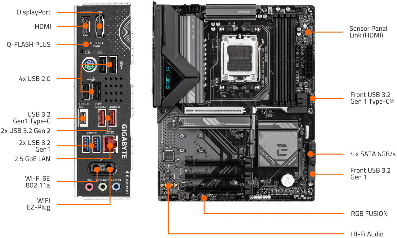 Open Box: GIGABYTE B650E EAGLE WIFI6E AMD AM5 LGA 1718 E-ATX Motherboard, Supports AMD Ryzen 9000/8000/7000 Series Processors, DDR5, 8+2+2 Total Power Phase, 3x M.2, PCIe 5.0, USB 3.2 Gen 1 Type-C, Wi-Fi 6E, 2. - Newegg.com - Open Box condition - Image 16