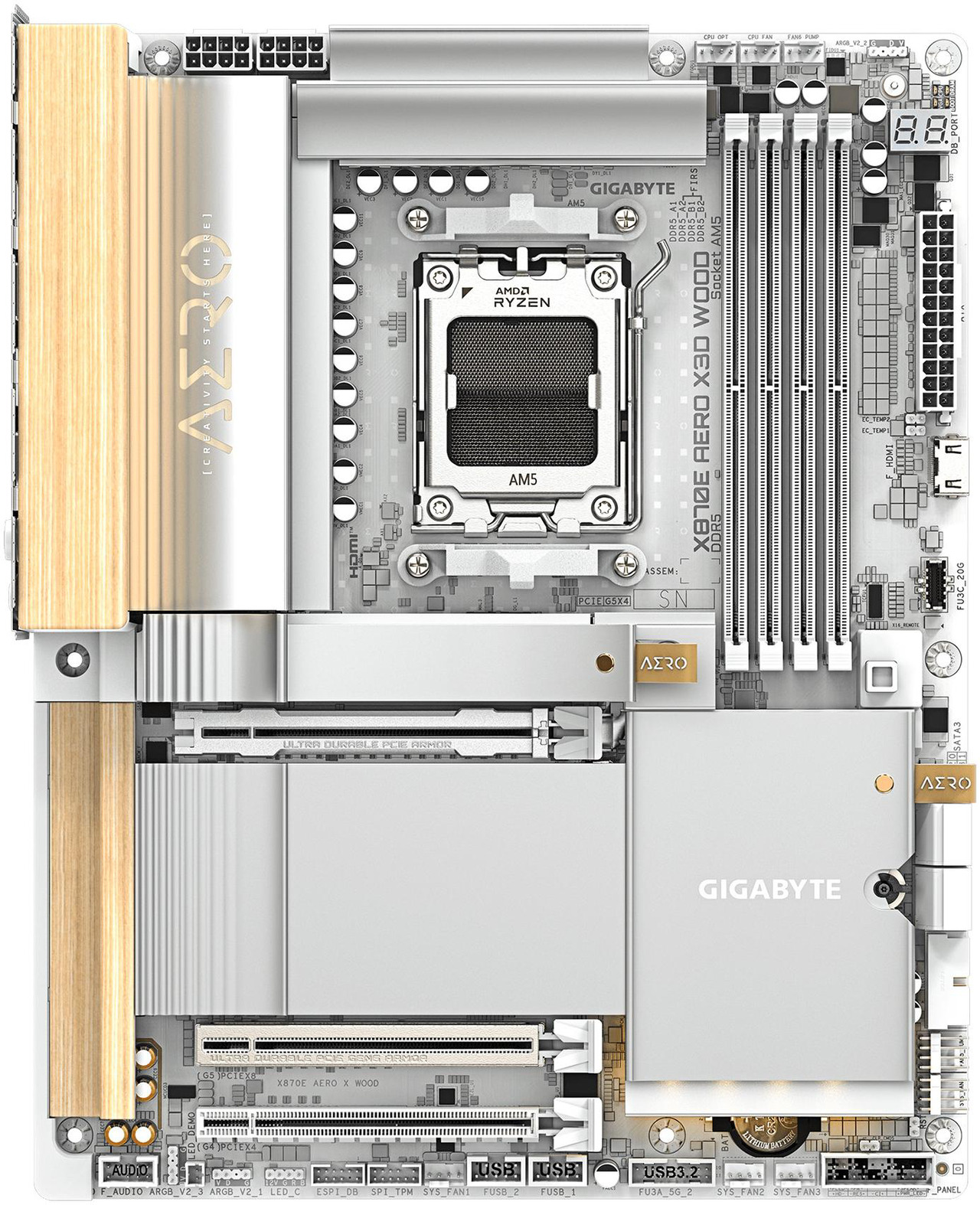Open Box: GIGABYTE X870E AERO X3D WOOD AMD AM5 LGA 1718 Motherboard, ATX, Supports AMD Ryzen 9000/8000/7000 Series Processors, DDR5, 16+2+2 Total Power Phase, 4x M.2, PCIe 5.0, USB4 Type-C, WIFI7, Dual 5 GbE LA - Newegg.com - Open Box condition - Image 12