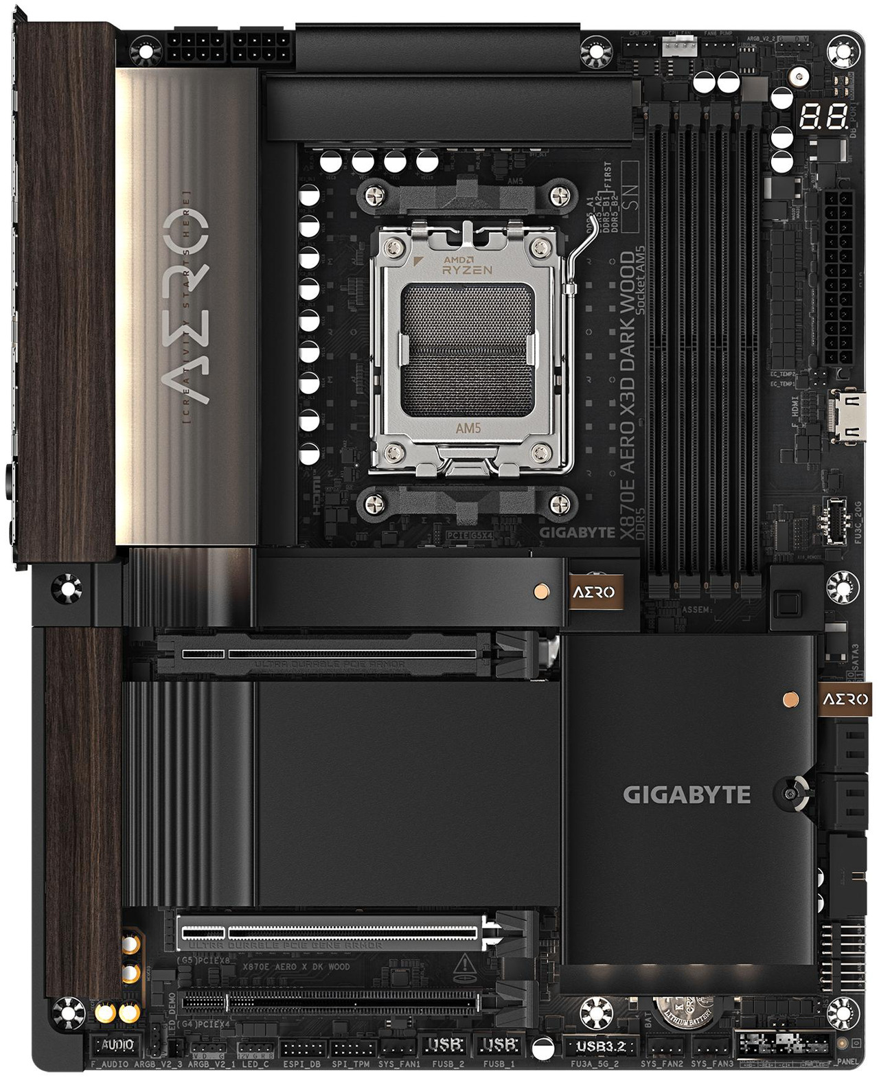 Open Box: GIGABYTE X870E AERO X3D DARK WOOD AMD AM5 ATX Motherboard, Support Ryzen 9000/8000/7000 Series, DDR5, 16+2+2 Power Phase, 4x M.2, PCIe 5.0, USB4, WIFI7, Dual 5GbE, EZ-Latch, 5-Year Warranty - Newegg.com - Open Box condition - Image 16