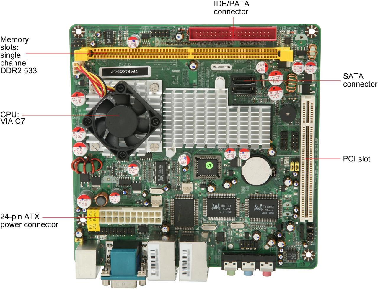 Alt view image 9 of 11 - JetWay J7F4K1G5S-LF VIA C7 VIA NanoBGA2 VIA CN700 Mini ITX Motherboard / CPU Combo