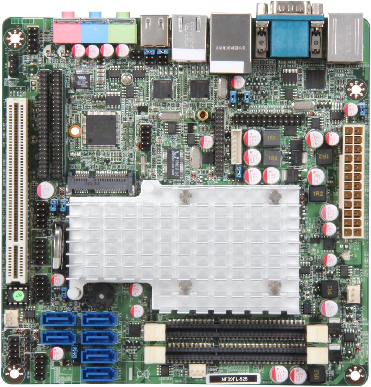 Alt view image 3 of 5 - Jetway JNF99FL-525-LF Fanless Intel Atom D525, 6*SATA2, Dual Intel GbLAN, Mini-ITX MB