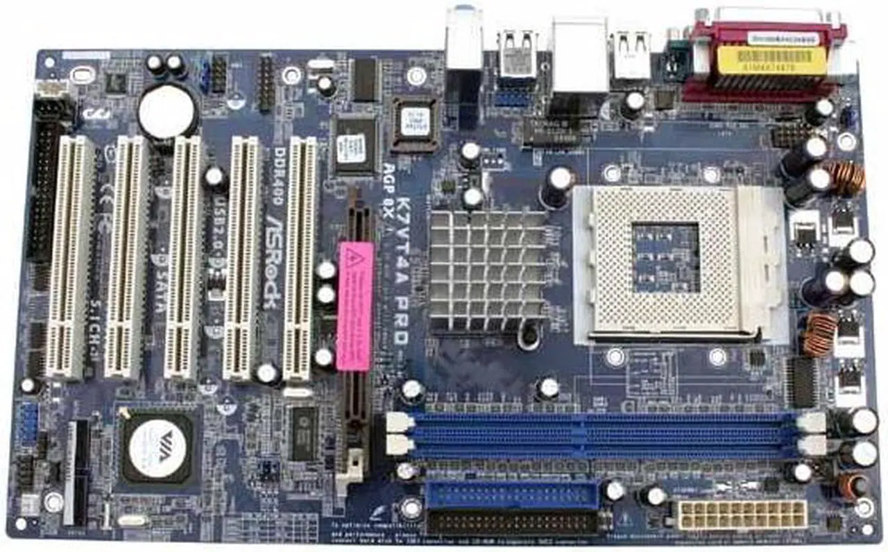 Alt view image 2 of 4 - ASRock K7VT4A PRO 462(A) VIA KT400A ATX AMD Motherboard