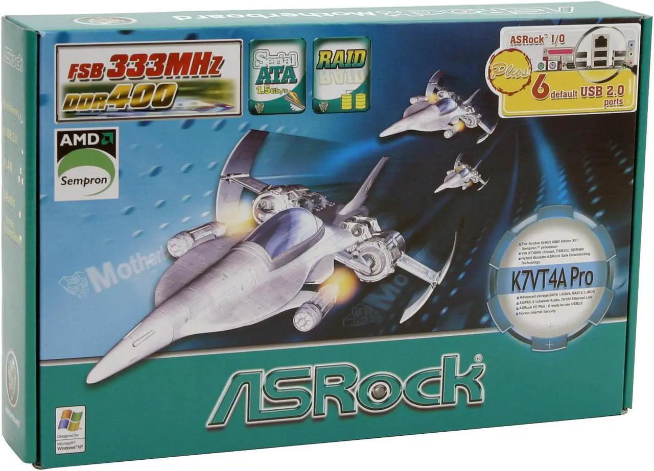Alt view image 4 of 4 - ASRock K7VT4A PRO 462(A) VIA KT400A ATX AMD Motherboard