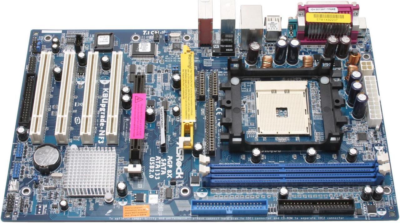 Alt view image 3 of 5 - ASRock K8Upgrade-NF3 754 NVIDIA nForce3 250 ATX AMD Motherboard
