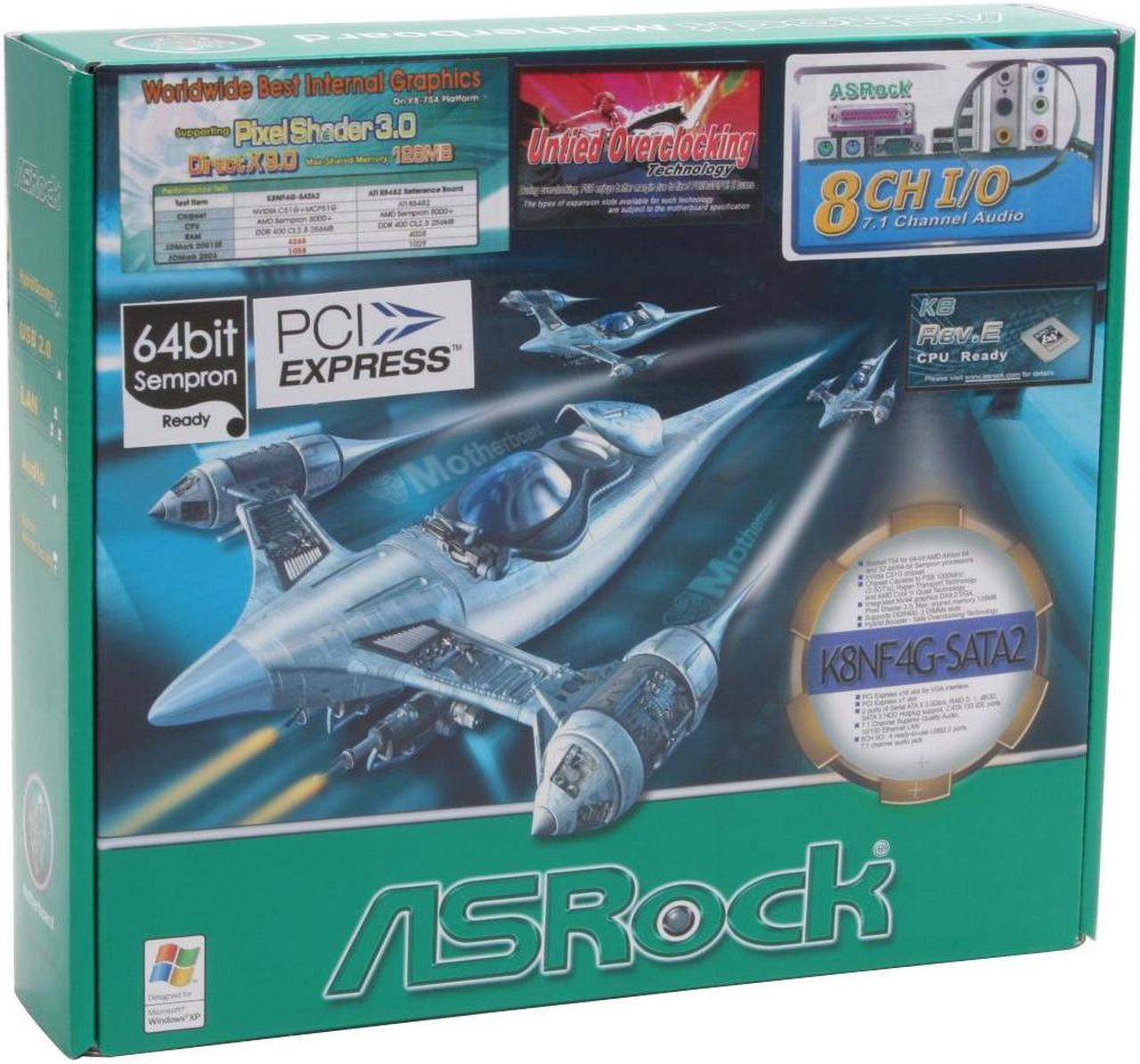Alt view image 6 of 6 - ASRock K8NF4G-SATA2 754 NVIDIA GeForce 6100 Micro ATX AMD Motherboard