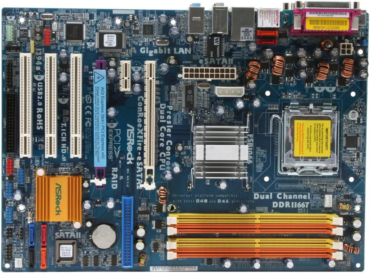 Alt view image 3 of 5 - ASRock ConRoeXFire-eSATA2 LGA 775 Intel 945P ATX Intel Motherboard