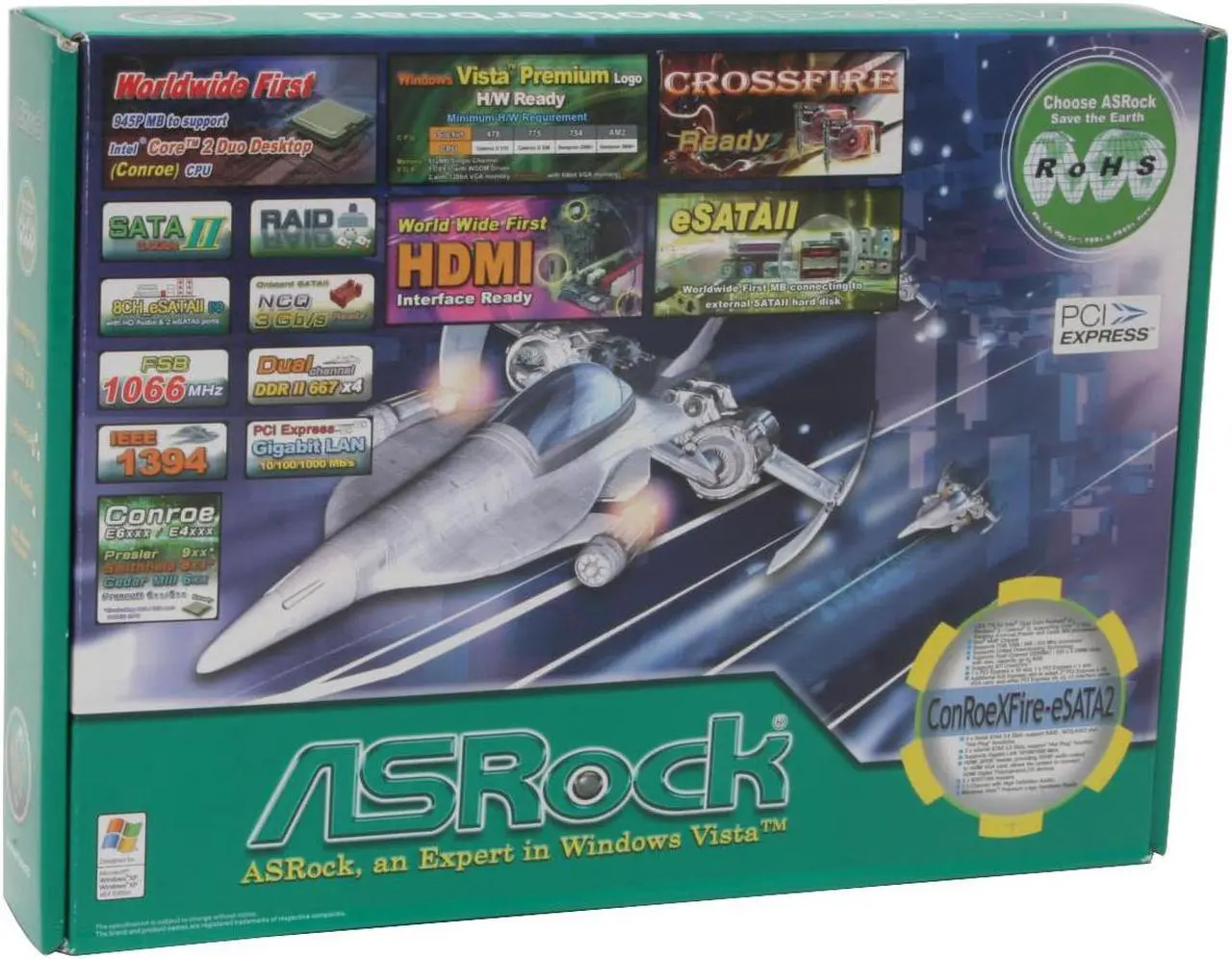 Alt view image 5 of 5 - ASRock ConRoeXFire-eSATA2 LGA 775 Intel 945P ATX Intel Motherboard