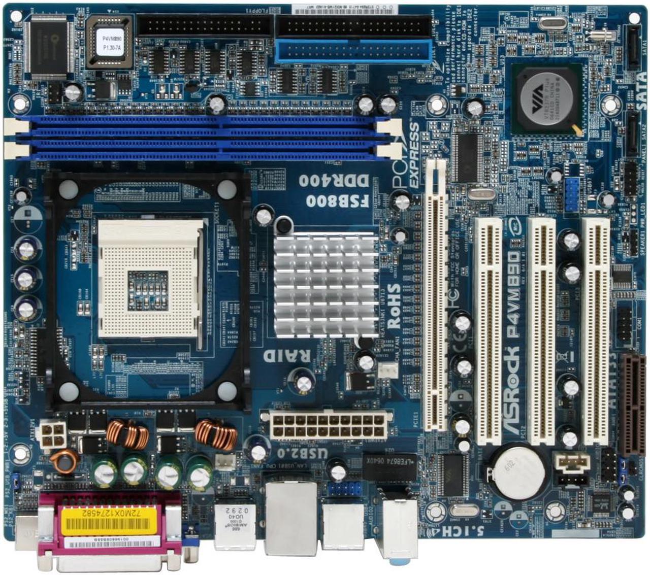 Alt view image 3 of 6 - ASRock P4VM890 Socket 478 VIA P4M890 Micro ATX Intel Motherboard