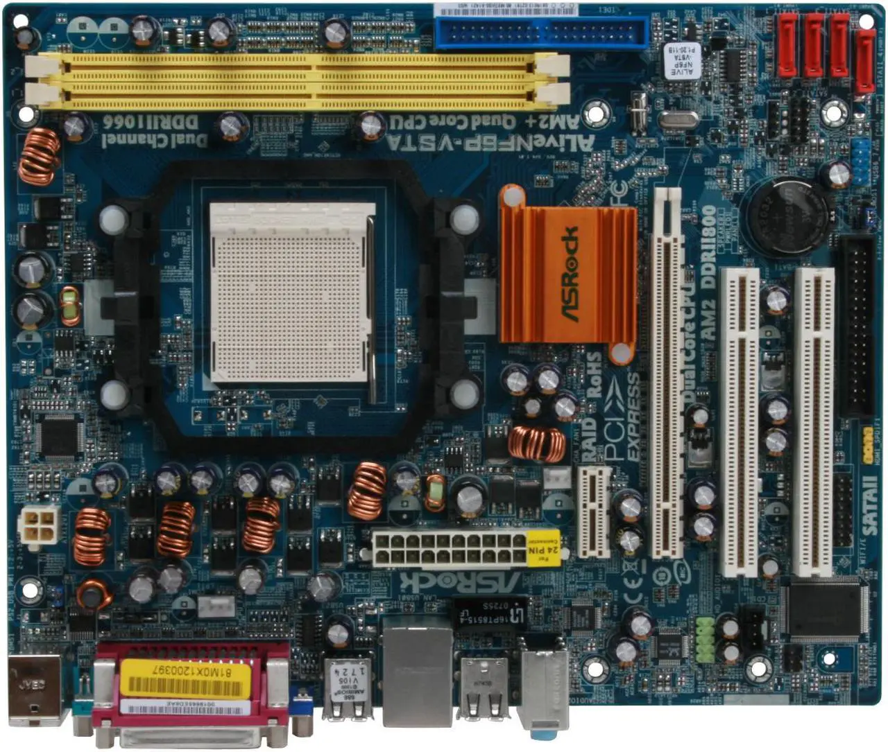 Alt view image 3 of 7 - ASRock ALiveNF6P-VSTA AM2+/AM2 NVIDIA GeForce 6150SE / nForce 430 Micro ATX AMD Motherboard