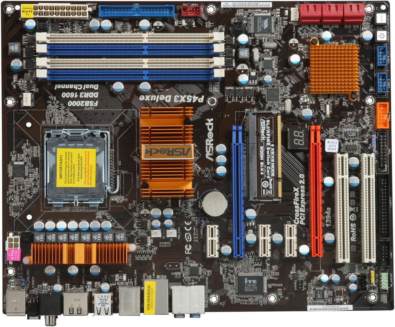 Alt view image 3 of 5 - ASRock P45X3 Deluxe LGA 775 Intel P45 ATX Intel Motherboard