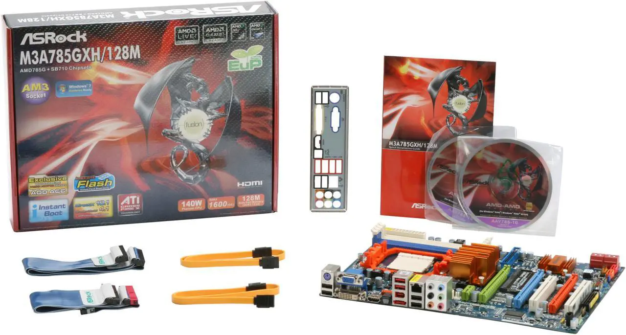 Alt view image 11 of 11 - ASRock M3A785GXH/128M AM3 AMD 785G HDMI ATX AMD Motherboard