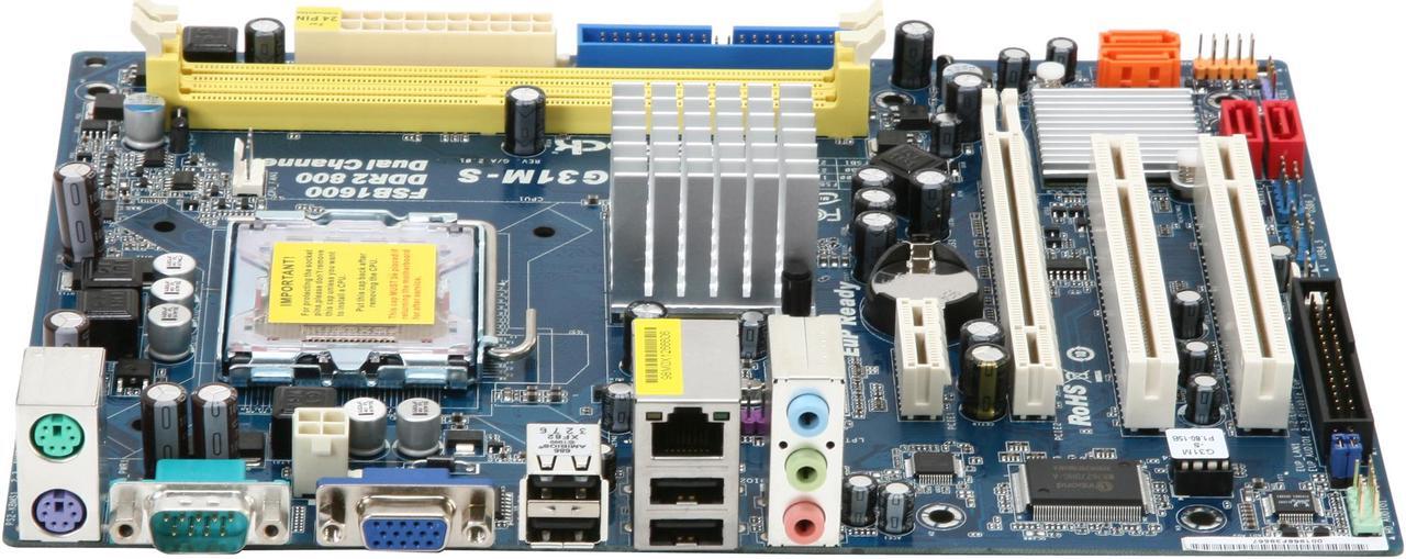 Alt view image 2 of 5 - ASRock G31M-S R2.0 LGA 775 Intel G31 Micro ATX Intel Motherboard