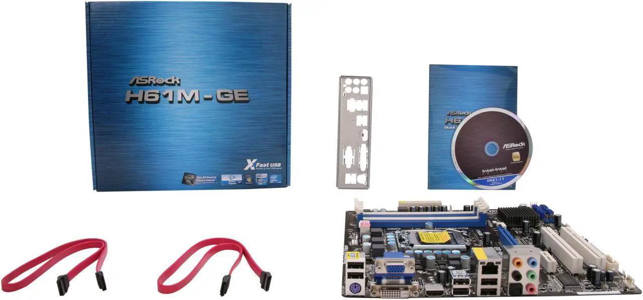 Alt view image 5 of 5 - ASRock H61M-GE LGA 1155 Intel H61 HDMI Micro ATX Intel Motherboard