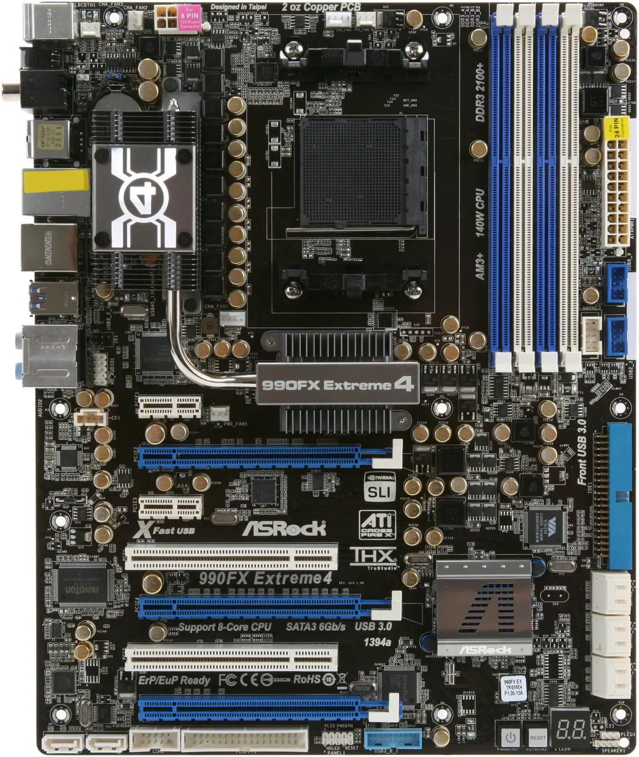 Alt view image 3 of 5 - ASRock 990FX Extreme4 AM3+ AMD 990FX + SB950 USB 3.0 ATX AMD Motherboard