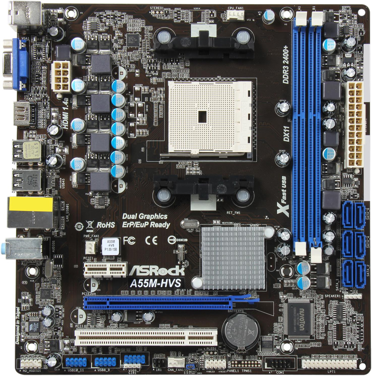 ASRock A55M-HVS FM1 Micro ATX AMD Motherboard - Newegg.com