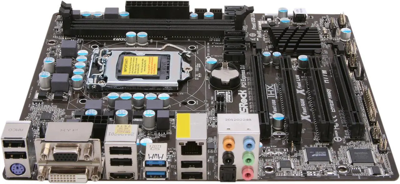 Alt view image 3 of 5 - ASRock H77M LGA 1155 Intel H77 HDMI USB 3.0 Micro ATX Intel Motherboard