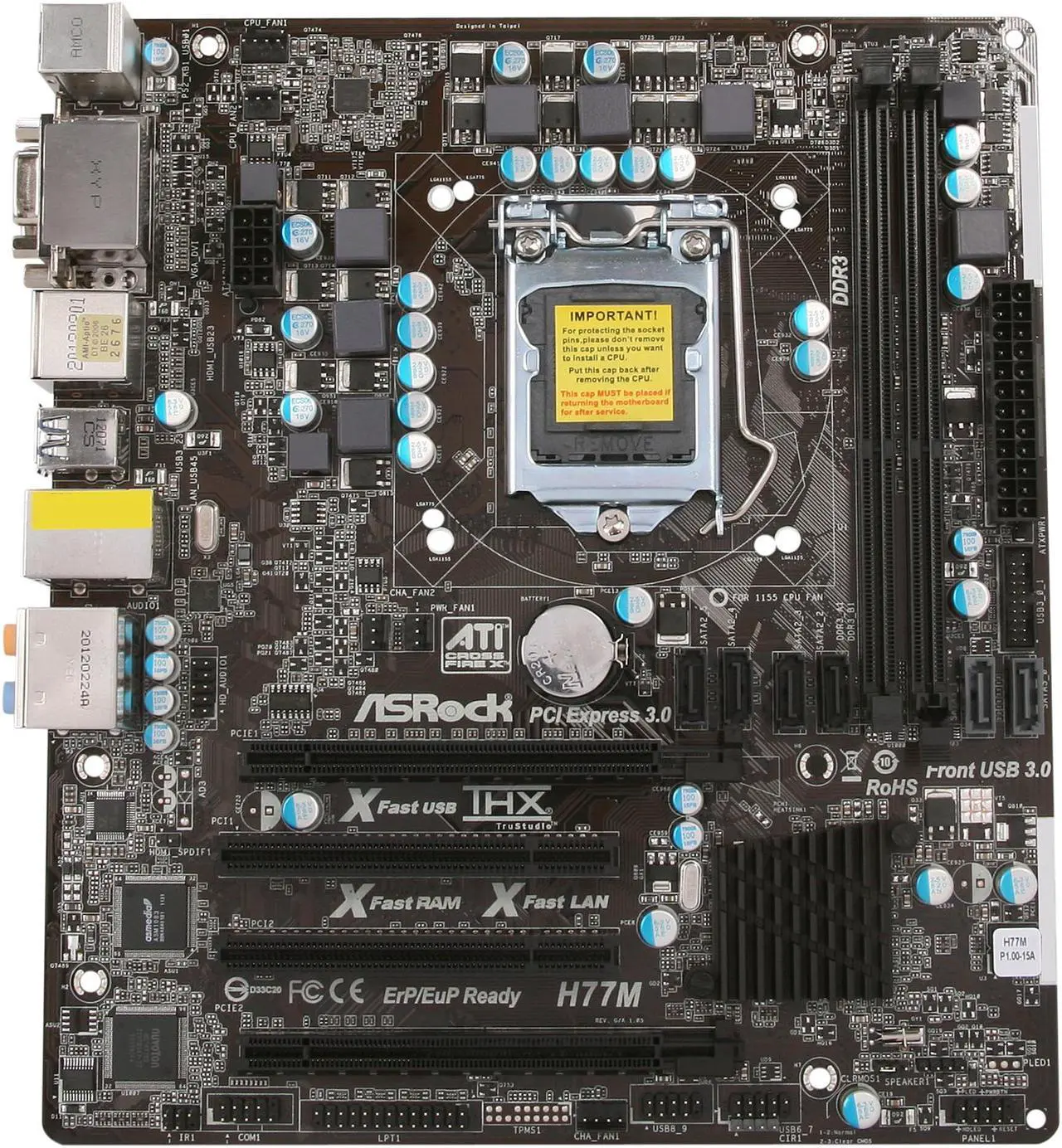 Alt view image 4 of 5 - ASRock H77M LGA 1155 Intel H77 HDMI USB 3.0 Micro ATX Intel Motherboard