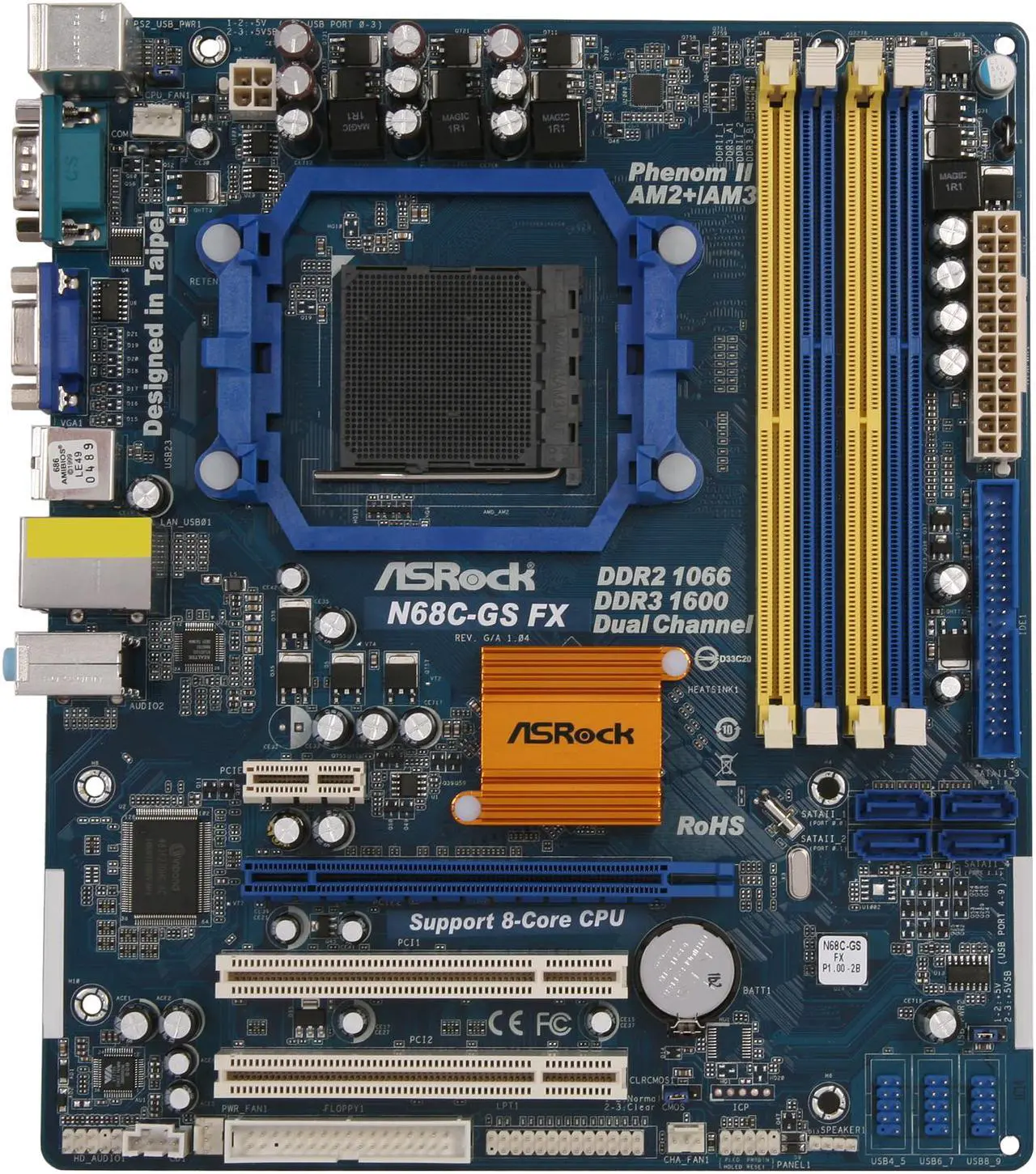 Alt view image 3 of 5 - ASRock N68C-GS FX AM3+ NVIDIA GeForce 7025 / nForce 630a Micro ATX AMD Motherboard