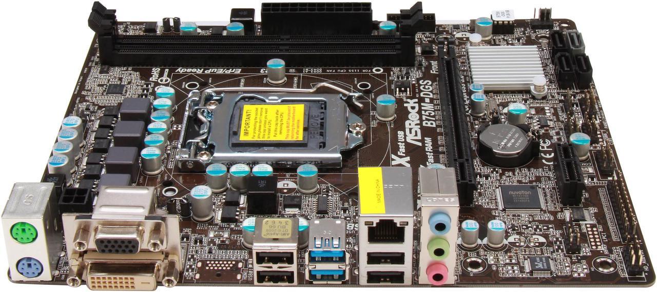 Alt view image 2 of 5 - ASRock B75M-DGS LGA 1155 Intel B75 USB 3.0 Micro ATX Intel Motherboard