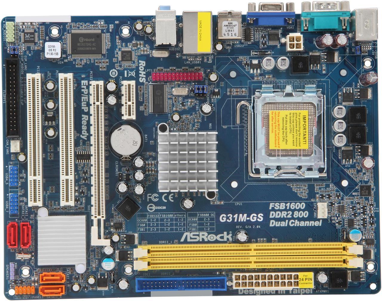 Alt view image 4 of 5 - ASRock G31M-GS R2.0 LGA 775 Intel G31 + ICH7 Micro ATX Intel Motherboard