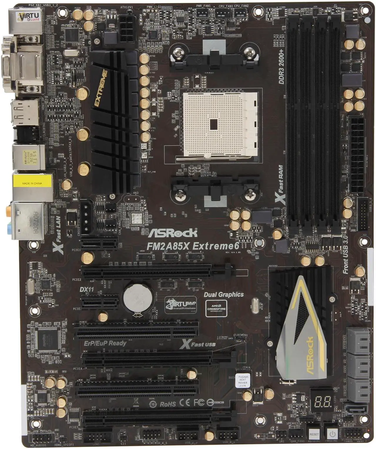 Alt view image 3 of 5 - ASRock FM2A85X Extreme6 FM2 AMD A85X (Hudson D4) USB 3.0 HDMI ATX AMD Motherboard