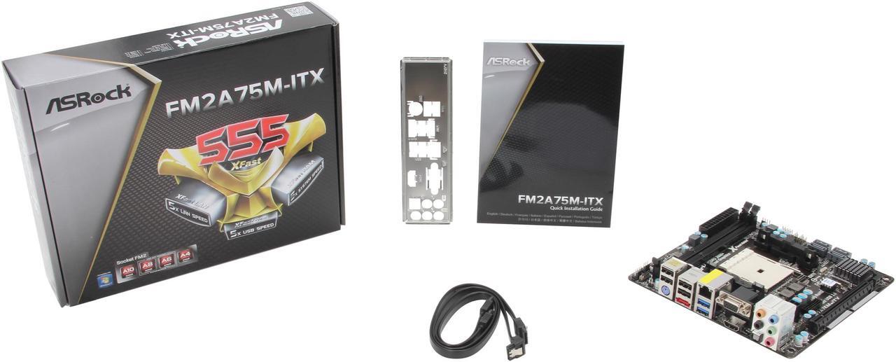 Alt view image 5 of 5 - ASRock FM2A75M-ITX FM2 AMD A75 (Hudson D3) SATA 6Gb/s USB 3.0 HDMI Mini ITX AMD Motherboard