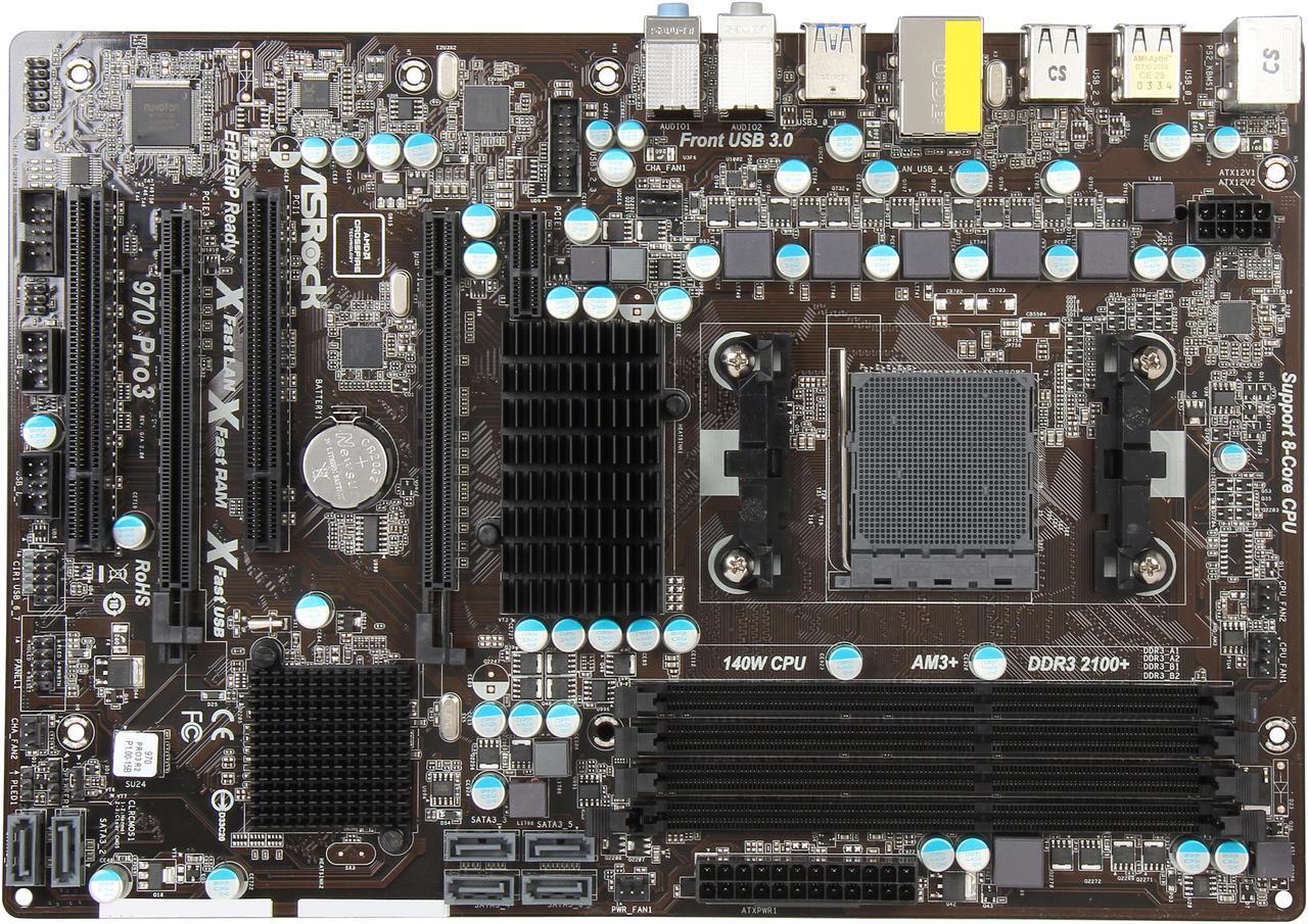 Alt view image 3 of 5 - ASRock 970 PRO3 R2.0 AM3+/AM3 AMD 970 USB 3.0 ATX AMD Motherboard with UEFI BIOS
