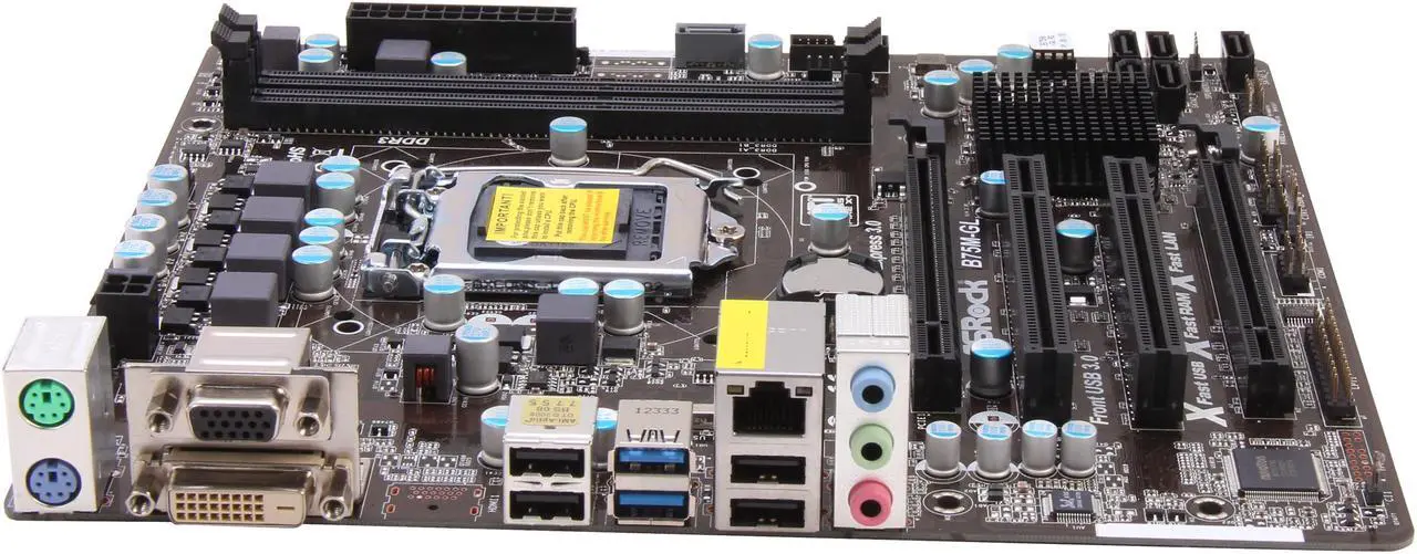 Alt view image 2 of 5 - ASRock B75M-GL R2.0 LGA 1155 Intel B75 USB 3.0 Micro ATX Intel Motherboard with UEFI BIOS